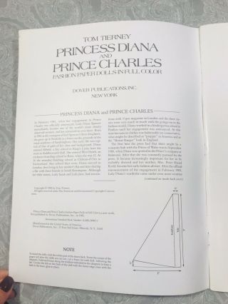 Princess Diana & Prince Charles Royal Fashion Paper Dolls Book Tierney ' 85 Uncut 3