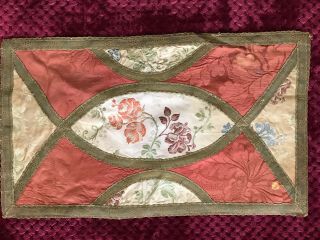 Antique French Silk Damask Fabric Apron 19 1/2 " By 11 1/2 ".  Lined