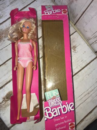 Vintage 1989 Fun - To - Dress Barbie Doll 4808 Mattel W/ Box