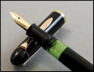 Very Rare Vintage Pelikan 140 Black And Gold Fountain Pen With A 14 C F Nib