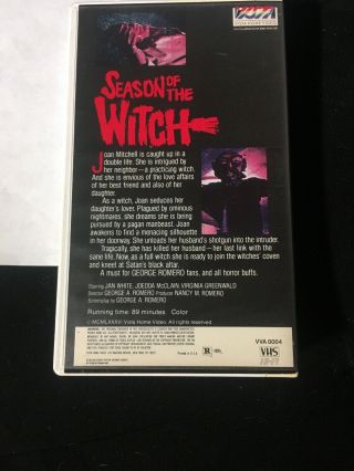 VHS SEASON OF THE WITCH vista house video - 1986 Romero rare 2