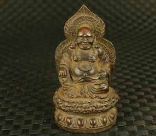 Chinese Old Unique Bronze Buddha Statue Bless Collcetable Home Decorate Gift