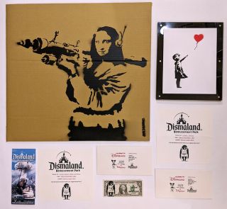 Banksy Dismaland Spray Art Set Of 3 Mona Lisa,  Girl With Balloon,  Rare