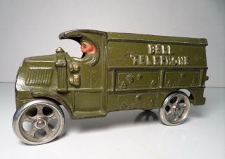 1920s Hubley Mack C - Cab Bell Telephone Service Truck Cast Iron Toy 7 " Rare