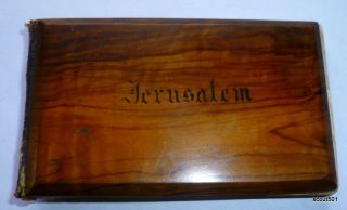 Antique Holy Land Jerusalem Book Of Pressed Flowers Olive Wood