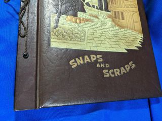 Antique Leather Scrapbook Photo Album Blank Snaps & Scraps Embossed Ship Town 2