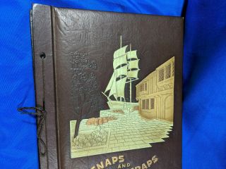 Antique Leather Scrapbook Photo Album Blank Snaps & Scraps Embossed Ship Town 3