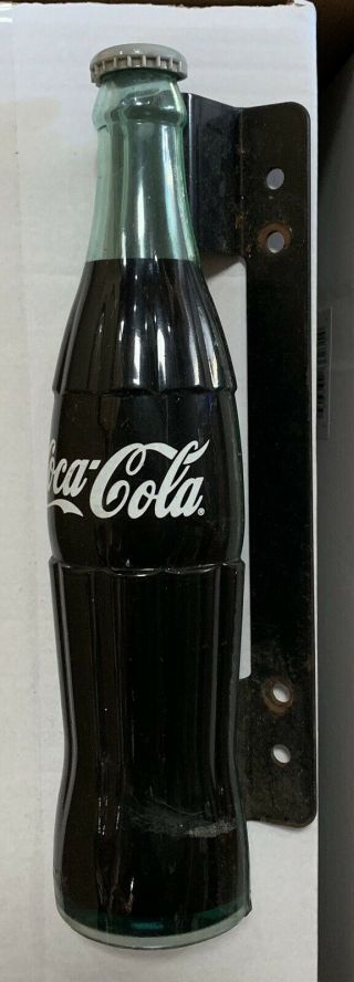 Rare Vintage Coca Cola Soda Pop Bottle Door Push Pull Handle Sign With Bracket