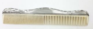 Art Nouveau Sterling Silver Hair Comb Birmingham 1917.  Walker And Hall.