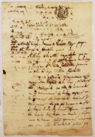 Antique Spanish Colonial Document / Aguadilla / Moca Puerto Rico / 1865 1
