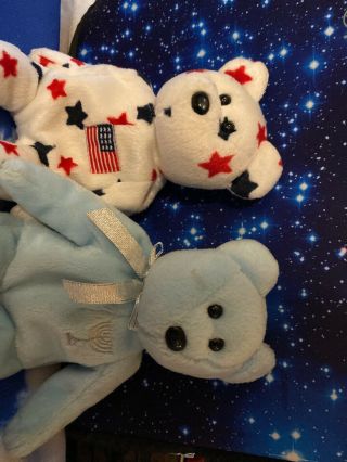 Ty Beanie Babies Fourth Of July And Hanukkah Bears.  Rare
