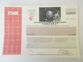 Hong Kong Telecommunications Ltd.  1980s Specimen Odd Shrs Adr Stock Cert Rare