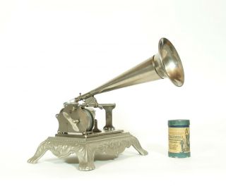 1898 Columbia Q Cylinder Phonograph W/rare Sears Pattern Fancy Filagree Base