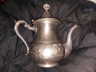 Antique Victorian Sheffield Plate Teapot Usa 865 Engraved Flowers Genie Lamp