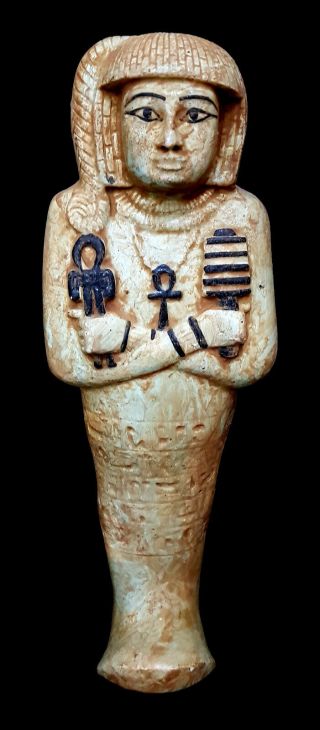 Rare Large Marvelous Ancient Egyptian Ushabti With Cartouch Hieroglyphic Antique