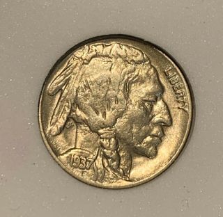 ☆extremely Rare 1937 D 5 Cent 3 Legged Buffalo Nickel,  Au,  ☆