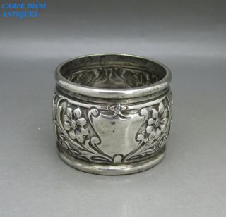 Antique Heavy Solid Sterling Silver Embossed Napkin Ring 42g Sheffield 1903