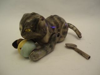 Vintage Rare Russian Ussr Wind Up Tin Toy Roll Over Cat Leningrad,  Key