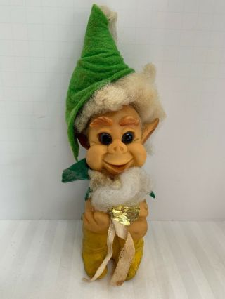 Vintage 1969 Shekter Leprechaun Troll W/ Cape And Good Luck Coin