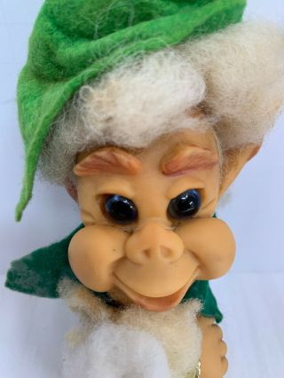 Vintage 1969 Shekter Leprechaun Troll W/ Cape And Good Luck Coin 2