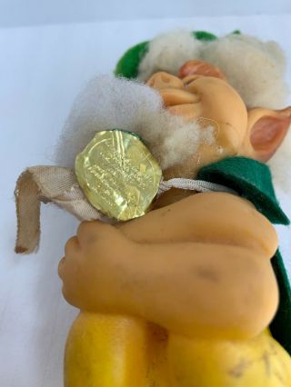 Vintage 1969 Shekter Leprechaun Troll W/ Cape And Good Luck Coin 3