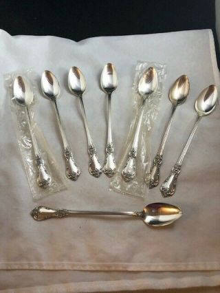 8 Ice Tea Spoons Wm Rogers Silver Plate Moonlight / Royal Victorian 7.  5 " L12