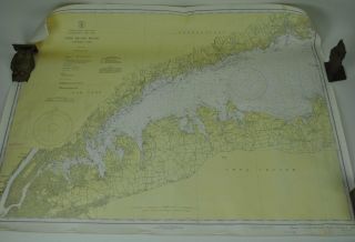 Long Island Sound York Connecticut Nautical Chart Vintage Map 1940 B