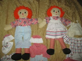 Vintage 24 inch tall Raggedy Ann and Andy Dolls & clothing - ESTATE FIND HANDMADE 3