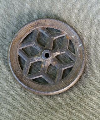 Antique Cast Iron Toy Wheel Victorian Era Snowflake Pattern Pull Toy 2 - 1/8 " Dia.