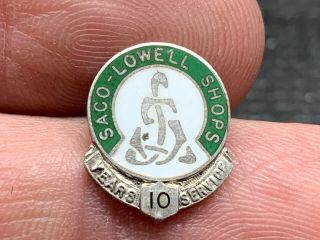 Saco - Lowell Shops Sterling Silver Vintage Rare 10 Years Of Service Award Pin.