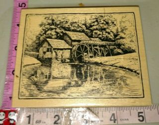 Psx,  Farmhouse Waterwheel,  Bed,  K 2136 Rare,  111,  Rubber Stamp,  Wood
