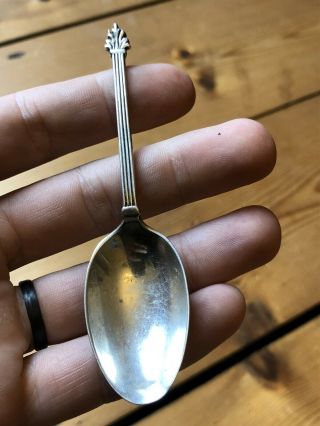 Sterling Silver Marked Teaspoon,  London 1935 By J W And Co Unusual Shape /design