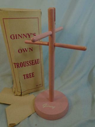 Vintage VOGUE Doll GINNY Pink Wood Trousseau Tree Coat Rack Box 2
