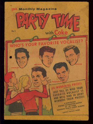 Party Time 5 Rare Elvis Presley Not In Guide Coca Cola Giveaway Comic 1958 Gd,