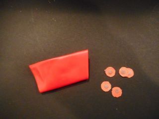 Vintage Barbie Red Vinyl Clutch Purse with paper money chips 3