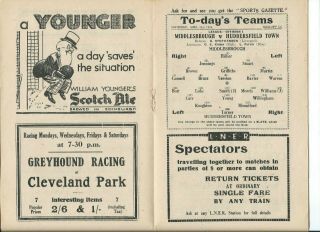 RARE Middlesbrough v Huddersfield Town prog 21/4/1934 33/34 season 3