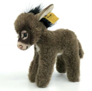 Steiff Assy Donkey Plush 14cm 5.  5in Id Button Yellow Tag 1978 - 85 Vintage