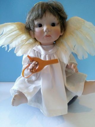 Lee Middleton Doll Little Angel Boy 14 " Vinyl Signed Sling Shot Bible Wings