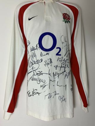 Rare England 2003 Rugby World Cup Squad Signed Shirt,  Autograph Wilkinson