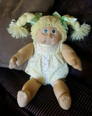Vintage Cabbage Patch Jesmar Doll Paci Blonde Braids Green Eyes Spain