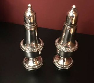 Vintage Empire Sterling Salt & Pepper Shakers Weighted 242 Glass Lined 5” Tall.
