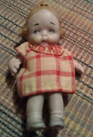 vintage Bisque German doll ca 1920 ' s 2 3/4 inches 3