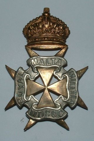 Royal Malta Militia Rare Helmet Plate