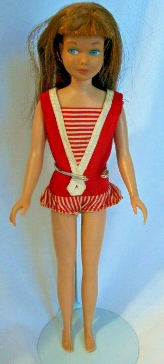 Vintage Skipper Doll Barbie 1963 Auburn Hair Straight Leg Clothes Mattel 2