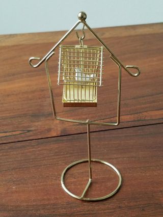 Vintage Brass Doll House Furniture Bird Cage With Stand Thailand