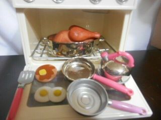 TYCO Kitchen Littles Deluxe Stove 1995 Vintage Play Barbie Size w/Accessories 2
