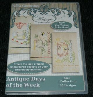 Anita Goodesign Antique Days Of The Week Embroidery Machine Design Cd 88maghd