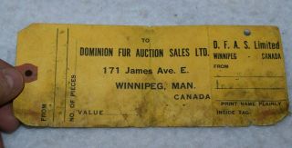 Antique Dominion Hide & Fur Co.  Price List Trapping Fur Tag Winnipeg