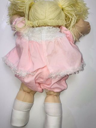 Vintage 1978 1982 Cabbage Patch Doll Blonde Yarn Pink Lace Outfit Blue Eyes 3