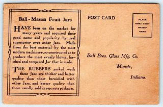 Antique Ball Mason Fruit Jars Advertising Postcard Offer For Recipe Booklet